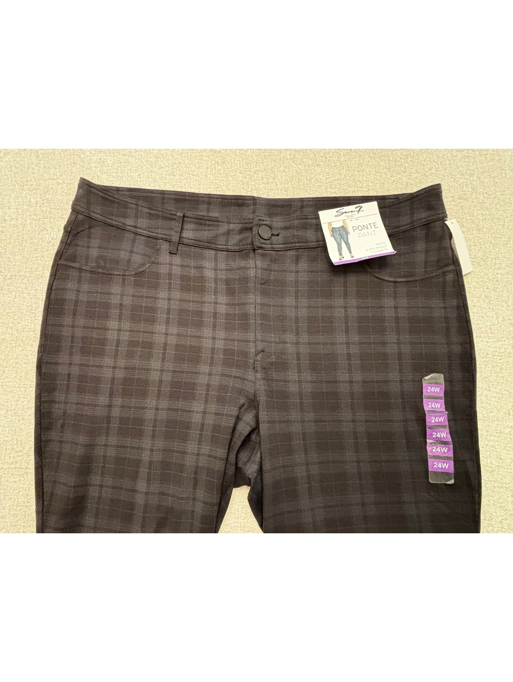Seven7 Women’s Pinterest Pant Signature Skinny Stretch Islington Plaid Size 24 W